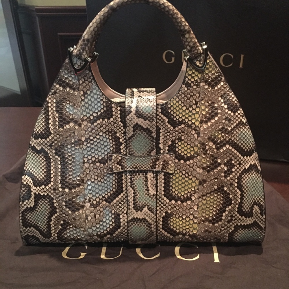 Gucci Python Stirrup Medium Top Handle Handbag - Picture 2 of 8